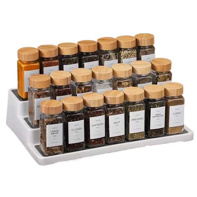 Glass Spice Jars With Bamboo