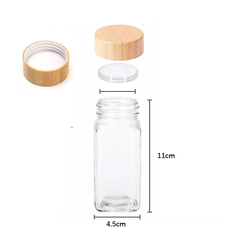 Glass Spice Jars With Bamboo