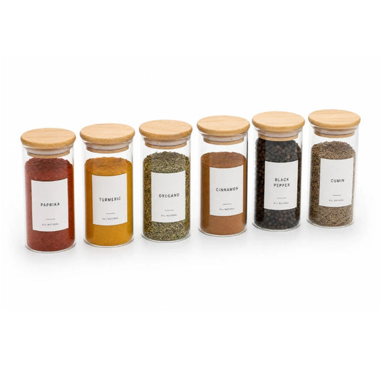 Glass Spice Jar Set (6-Pack)